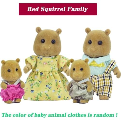 New Kids Toys DollHouse Accessorie 1/12 Forest Animal Home Miniature Critters Set Red Squirrel Family Collectible Toys For Girls