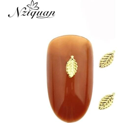 Limited sale NIZIQUAN3.5*6mm20pcs/bag NIZIQUAN3D gold leaf fallen leaves metal decorations DIY nail accessories