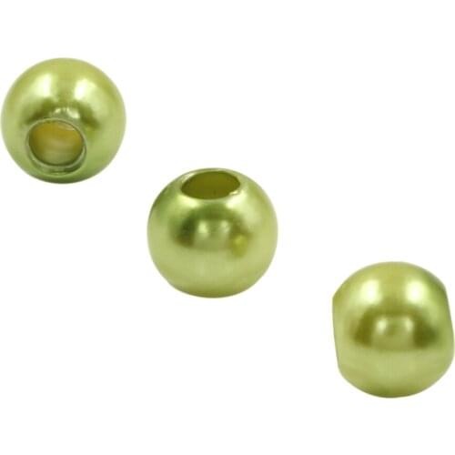 Wholesales 50pcs Light Green Acrylic Shiny Simulated Pearl Rondelle Loose Big Hole Charm Beads For Making European Bracelet
