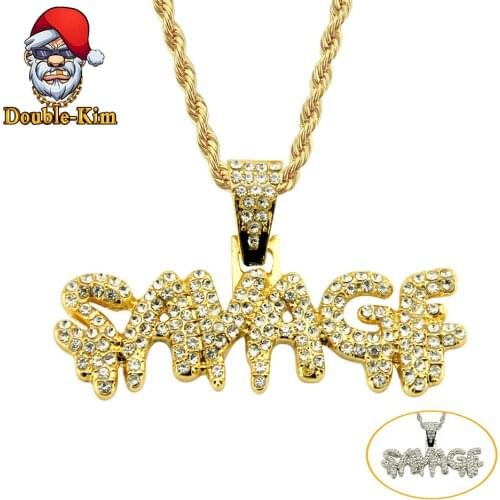 Savage Men Pendant Necklace Man Hiphop Rock Street Culture Iron Alloy Inlaid Zircon Chain Necklace Fashion Man Jewelry Gift