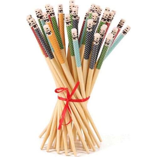 Natural Bamboo Chopsticks Cute Panda Wood Anti-skid Chinese Sushi Rice Chopsticks Kitchen Tableware Dinnerware