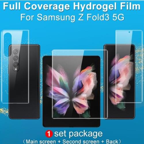 Imak 1 Set 3 in 1 Transparent Hydrogel Film for Samsung Galaxy Z Fold3 5G Screen Protector 3D Curved Full Cover
