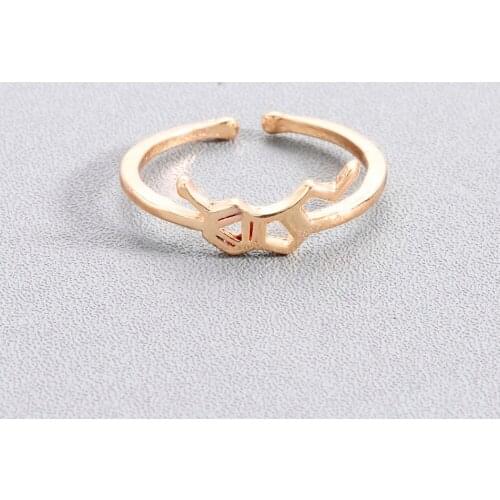 QIMING Geometric Chemistry Molecule Ring Simple fashion Gold Adjustable Open Rings For Women Polygon Serotonin Jewelry