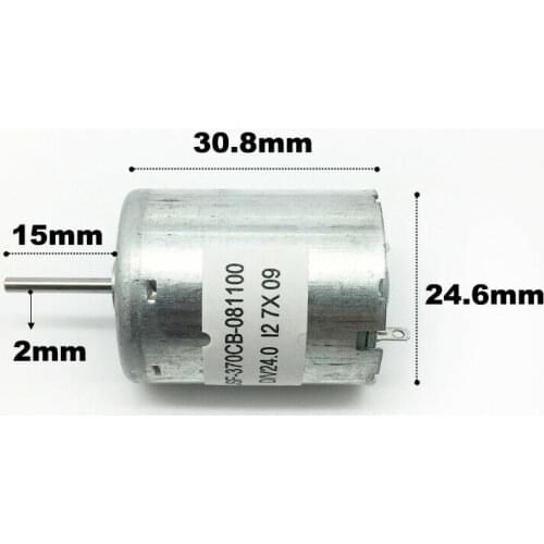 RF-370CB-081100 DC 12V-24V 1900rpm-3800rpm Micro Mute 24mm Spindle Motor 15mm Long Shaft low speed electric motor
