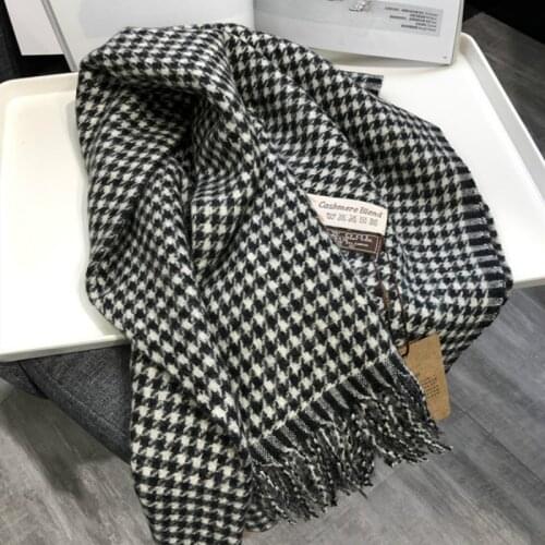 Winter scarf women autumn Luxury high-quality wild cashmere long thick black white houndstooth warm Shawls scarves for women