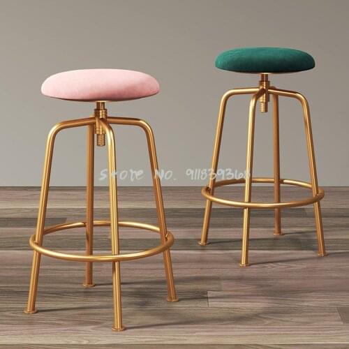Nordic Modern Luxury Revolving Bar Chair Simple Net Red Bar Stool Front Desk Coffee Restaurant Leisure Lift High Stool
