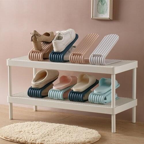 Shoe Rack Storage Shoe Artifact Adjustable Shoe Shelf Shoe Support Double Slippers Rack Layered Shoe Rack