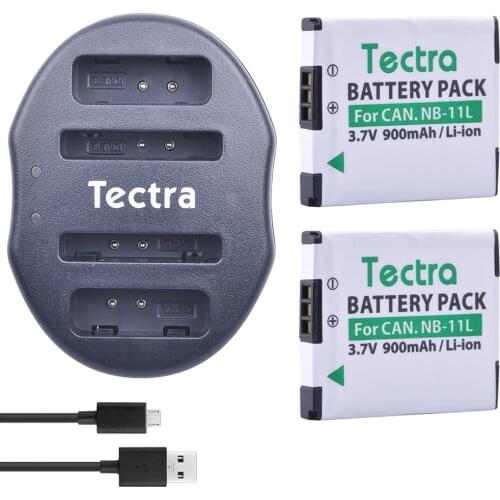 Tectra 2PCS NB-11L NB 11L Battery + USB Dual Charger for Canon PowerShot A2300 IS A2600 A4000 IS ELPH 110 HS ELPH 150 HSIXUS 155