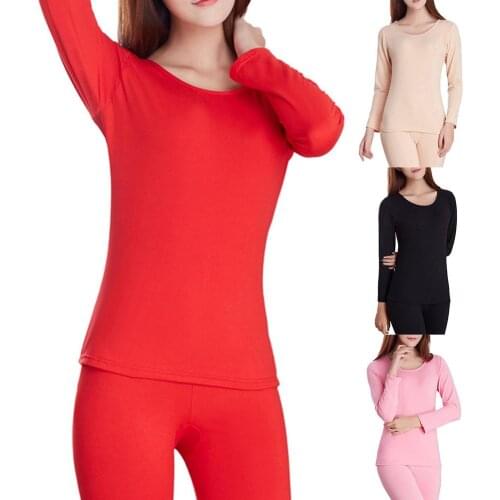 2019 new ladies sexy close thermal underwear solid color high elastic long sleeve seamless underwear top suit