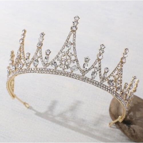 Bridal Tiara Hair Crown Wedding Hair Accessories Bridal Rhinestone Crystal Crown Princess Girl Tiaras gold Hair Jewelry