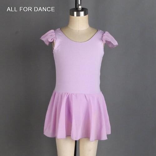 Girls Cap Sleeve Cotton Leotard Balle Dancewear Skirted Leotard Chiffon Skirt Stage Wear 5 Colors Available 03D0011