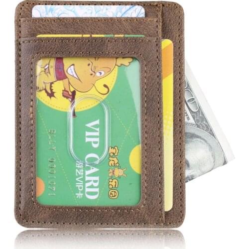 Ultra Slim RFID Blocking Minimalist Wallet Business Card Cover Case Super Thin Men Leather Bank ID Credit Card Holders