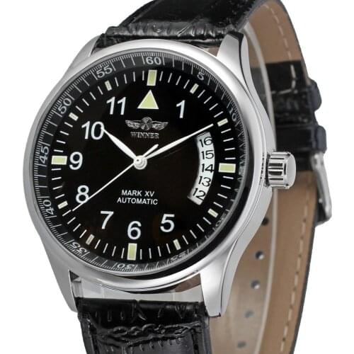 Winner Retro Classic Business Design Calendar Black Belt Mens Fashion Automatic Mechanical Watches Top Brand Luxury Relogios