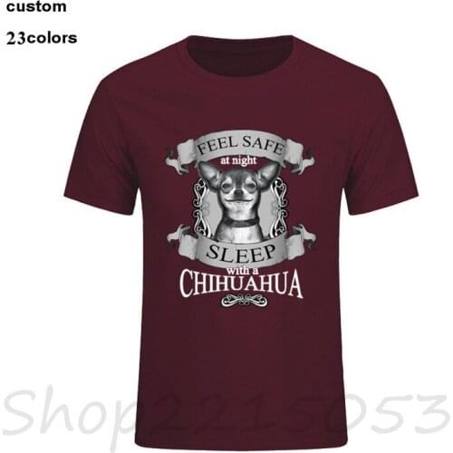 Funny Tee T Shirt Pearson Pennant Cool Male Customised TShirt Cotton Youth Short Sleeve Men Chihuahua Feel save at night t-shirt
