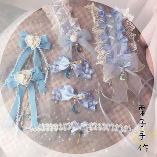 Lolita hairpin Hair Ornaments Girls Soft sister headband Light blue Daily Hair Clip Kawaii Hair band Handwork Headdress Cosplay