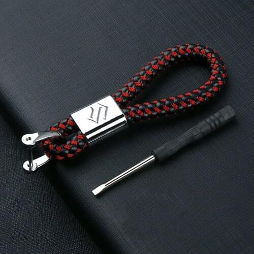 Wife girlfriend fashion gift pendant leather hand-woven rope car keychain for Suzuki logo metal key ring 4s auto Accessories