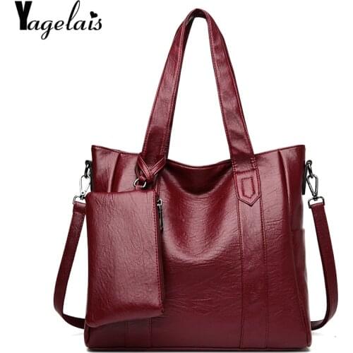 Women PU Leather Totes Fashion and Simple Style Single Shoulder Bucket Large Capacity Crossbody Bag All Match