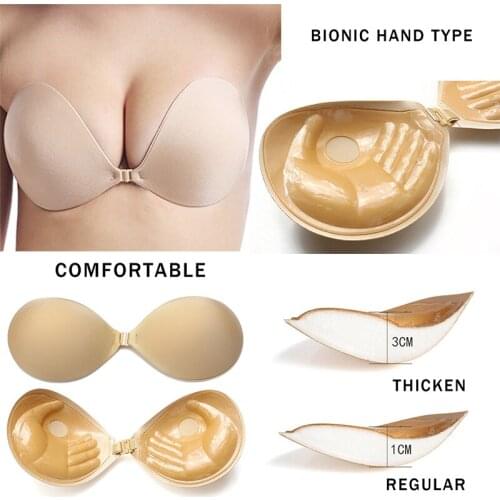 Women Sexy Bras For Self Adhesive Super Push Up Bra Front Closure Plus Size Invisible Bra Strapless Backless Silicone Sticky Bra