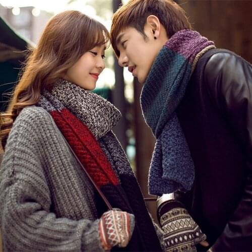 Women men scarf Korean wool female student long thick warm knitting winter scarf