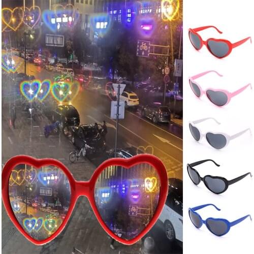 1pc Red Love Heart Shape Diffraction Grating Party Rave Glasses Lens Glass Orbit Light Show Fireworks Refraction Laser Glasses