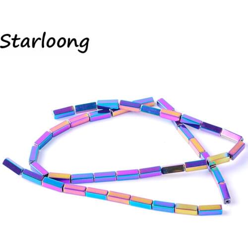 1pack/lot 3*9mm Natural stone bright multicolor cuboid shape loose hematite beads for DIY jewelry necklace bracelet making