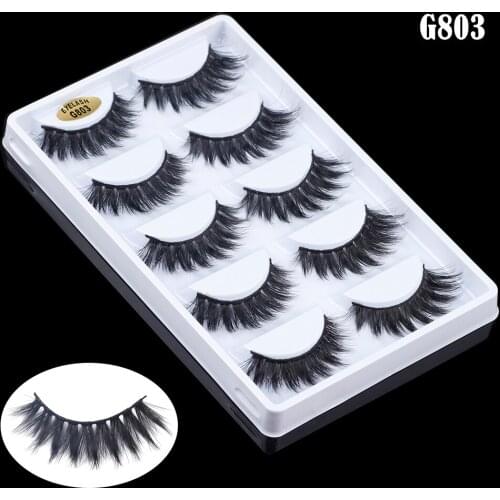 50 pairs new eyelashes 5d false eyelashes minfur thick winged eyelash extensions full strip 5D mink lashes G803