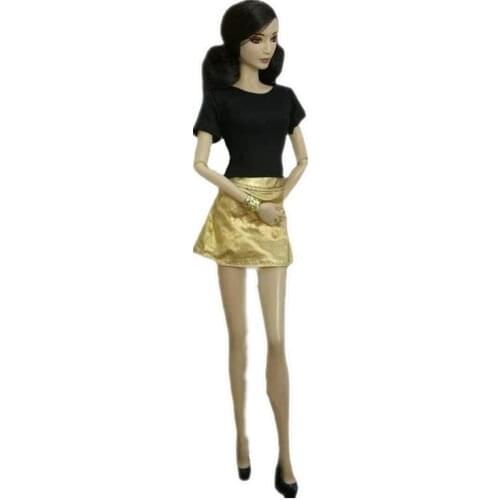 11.5" Fashion Black Top Shirt Gold Skirt Dress For Barbie Doll Clothes Outfit Set 1/6 BJD Dollhouse Accessories Kids Cosplay Toy