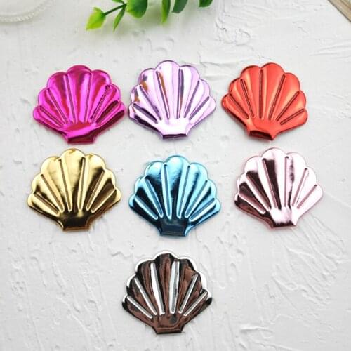 210pcs/lot 4.5x3.8cm Pu shell Appliques Patches Clip Childrens hairpin Accessories Handmade DIY Gzula wholesale