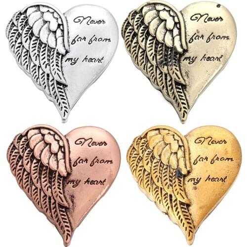 5pcs/lot Gold Bronze Snap Button Jewelry Angel Wing Love Now 6an 6ram My Heart Snap Button for 18MM Snap Bracelet Jewelry