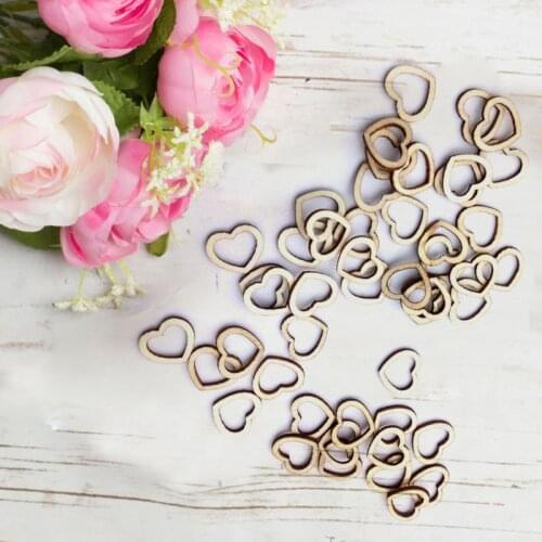 50pcs Hollow Wooden Heart Love Rustic Decoration Wedding Table Confetti Slices Rustic Embellishments