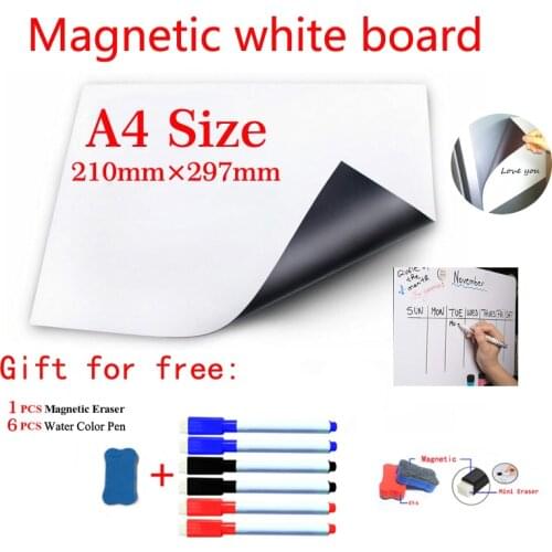 A4 Size Magnetic White Board Wall Fridge Stickers Month Planner Whiteboard for Kids School Home Office Dry Erase Calendar Board