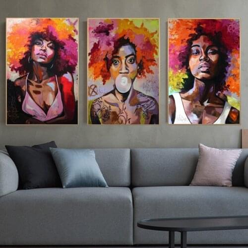 African Colorful Woman Canvas Paintings on the Wall Art Posters And Prints Abstract Woman Art Pictures Home Decoration Cuadros