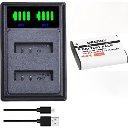 Li-90B Li 90B Li-92B Li90B Battery + LED Dual Charger with Type-c and USB Port for Olympus TG-6 TG-5 TG-Tracker SH-2 SP-100 IHS
