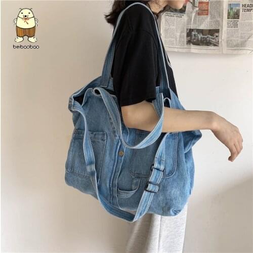 Beibaobao 2021 Fashion Spring New Large Women Bags Denim Women Shoulder Bag Handbags Fashion Bags for Women