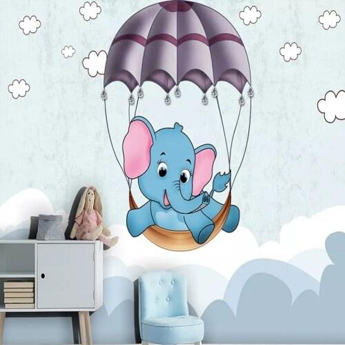 Custom large mural 3D wallpaper Nordic modern cartoon fantasy baby elephant bedroom mural TV back wall decor deep 5D embossed
