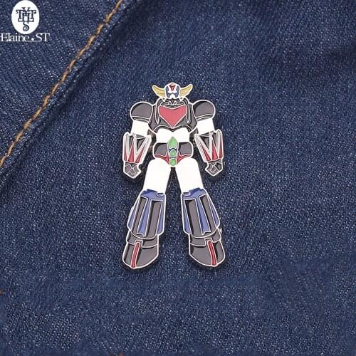 Fashion Animation Cartoon UFO Grendizer Robot Brooch Pin Ladies Mens Creative Jewelry Brooch Adult Children Enamel Pin Gift