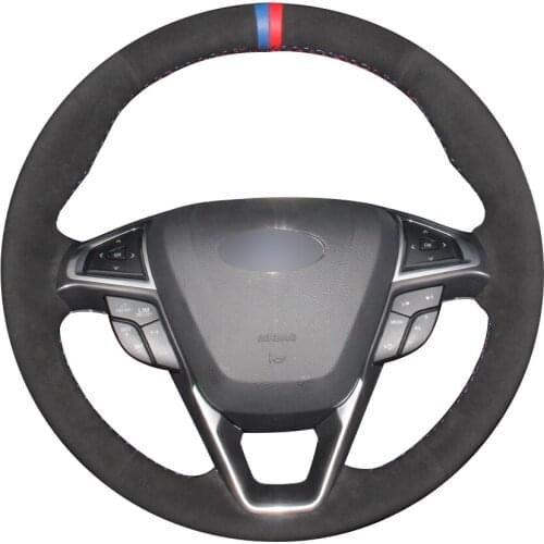 Black Suede Blue Red Marker Car Steering Wheel Cover for Ford Fusion Mondeo 2013 2014 EDGE 2015 2016