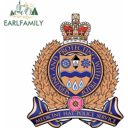 EARLFAMILY 13cm x 10.7cm For Medicine Hat Police Scratch-Proof Car Stickers Vinyl Material Decal 3D Waterproof Decoration