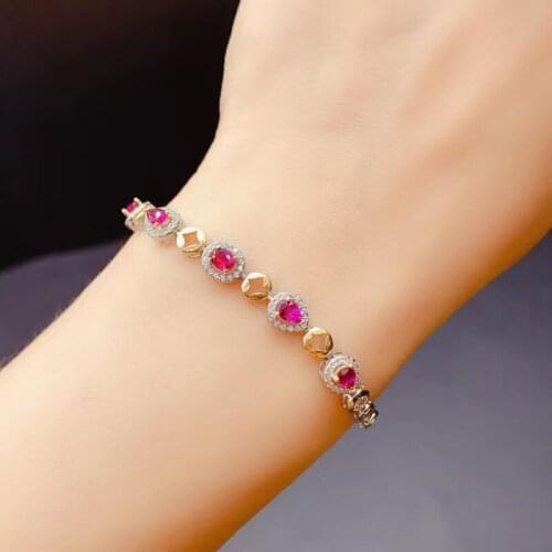 Garnet chain bracelet Free shipping Real natural red garnet 925 sterling silver Luxury bracelets Gem Size 3*4mm 5pcs