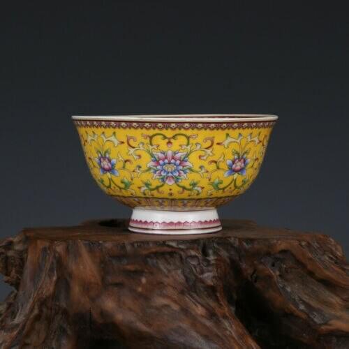 Chinese antiques Pastel Porcelain Painted Flowers Bowl Qianlong
