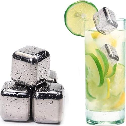 Stainless Steel Ice Cubes Reusable for Coolers -Whiskey Stones -Chilling Rocks for Wine Drinkers- Coffee Ice Cube
