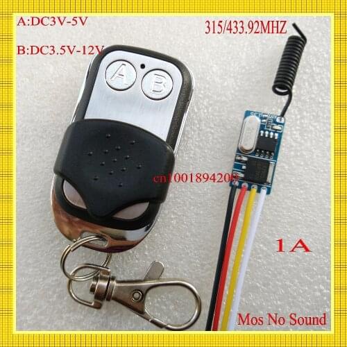 Mos No Sound Mini Receiver Transmitter DC3.5V 3.7V 5V 6V 7.2V 8.4V 9V 12V contactless Remote Control System 433 Long Distance