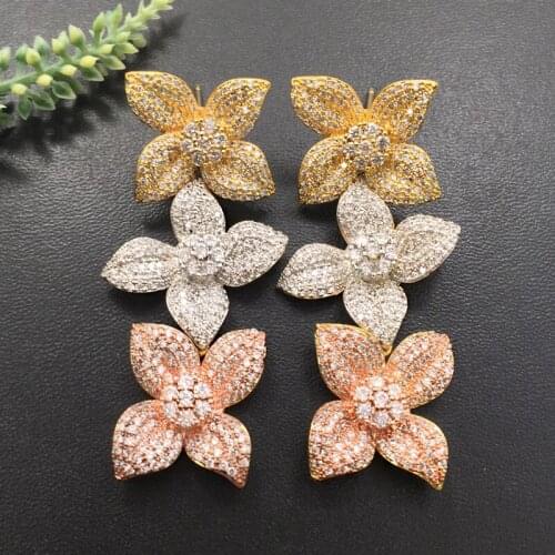 Lanyika Fashion Jewelry Shiny Distinctive Gorgeous Jasmine Earrings Full Micro inlay Micro Plated Engagement Popular Best Gift