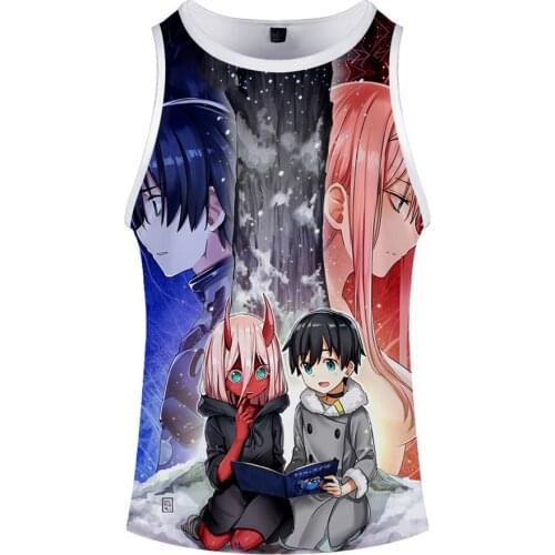 DARLING in the FRANXX Bodybuilding Tank Tops Men Anime Dear Frank Summer Vest Fitness Tank Top Men Hip Hop Sleeveless Shirt