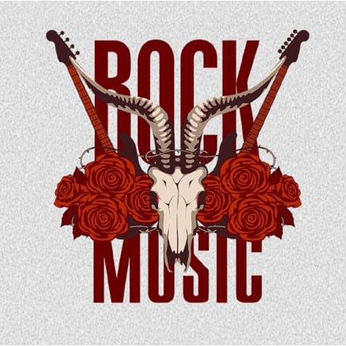 Rock Music Cow Iron on Patches for Clothing T Shirt Diy Letters Parches Appliques Thermal Stickers on Clothes Heat Transfer F