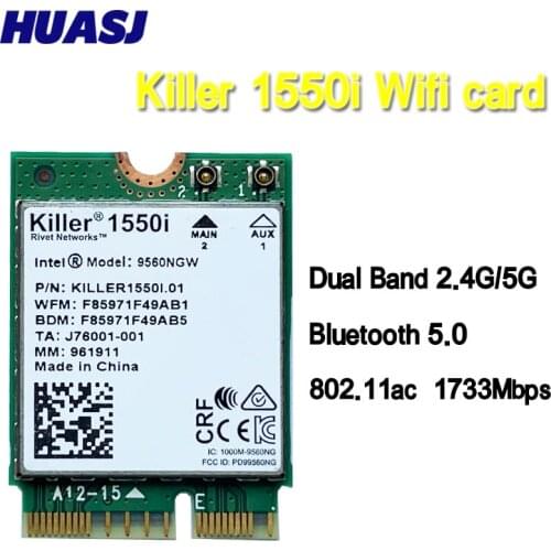 Killer 1550i AC Dual Band 1.73Gbps Wireless 9560NGW NGFF Key E Wifi Card 9560AC 802.11ac Bluetooth 5.0 Laptop for Windows 10