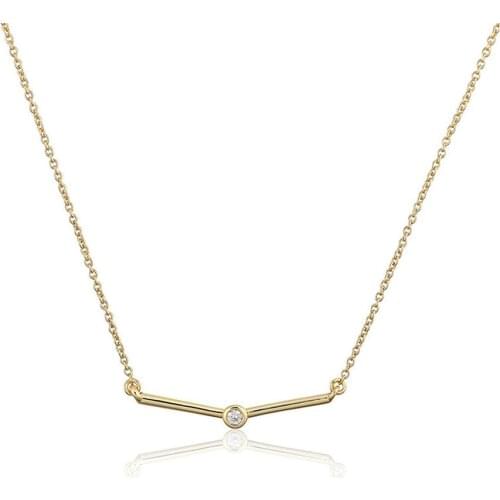 New Balance Tube Necklace Cubic Zirconium Minimalist Chain 14K Copper Plated Real Gold Cross Border Collarbone Chain Wholesale