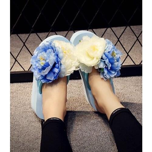 Shoes woman flip flops women slippers flower wedge slippers beach flip flops home outside slippers casual sandals