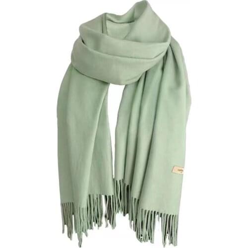 Pure color imitation cashmere scarf female autumn and winter classic monochrome tassel wild warm shawl