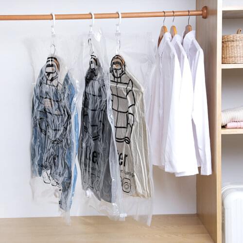 Hanging clothes compression bag storage bag transparent large thick down jacket pumping vacuum bag for clothes sorting bag